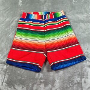 Mexican Serape Shorts Mens 28 Large Striped Colorful Handwoven Blanket Boho New